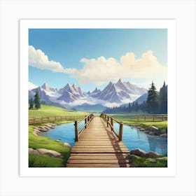 Bridge In The Mountains 6 Art Print