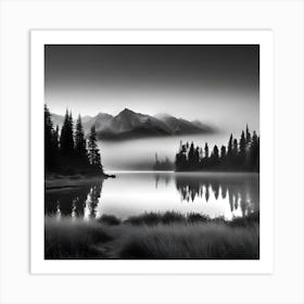 Black And White Mountain Landscape 8 Art Print
