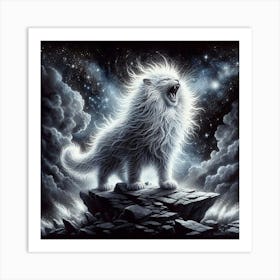 Wolf In The Night Sky Art Print