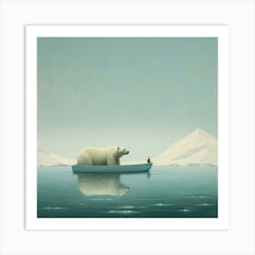 Polar Bear In A Boat Art Print