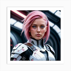 Sci-Fi Girl With Pink Hair 1 Art Print