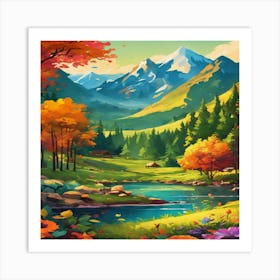 Autumn Landscape Painting Art Print