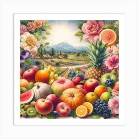 Fruit And Flowers Art Print