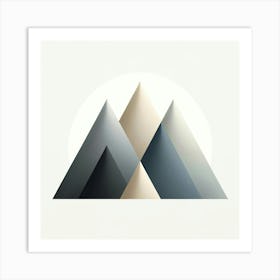 "Minimalist Peaks"   Abstract mountains rise in a play of light and shadow, their forms a study of simplicity and elegance. This minimalist piece, with its soothing neutral palette, captures the essence of stillness and the beauty of the ascent. It's an understated yet profound visual that complements any modern interior with its clean lines and calming presence. Art Print