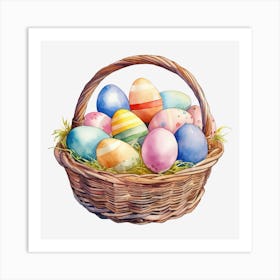 Easter Eggs In A Basket Art Print