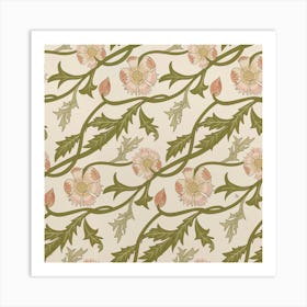 Modern Arts and Craft Inspired Botanical Pattern Art Print