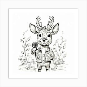 Deer With Microphone 8 Art Print