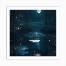 Full Moon In The Forest Art Print