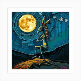 Aztec Moon Art Print