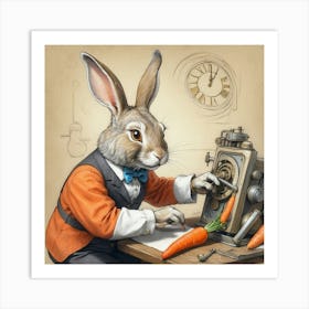 Rabbit In A Machine Art Print