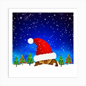 Christmas Santa Hat Art Print