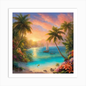 Sunset At The Beach 7 Art Print