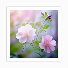 Pink Roses In The Forest Art Print