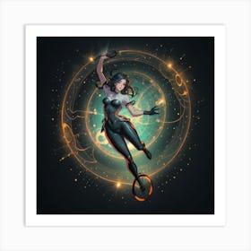 Girl Falling Through Time Portal Art Print