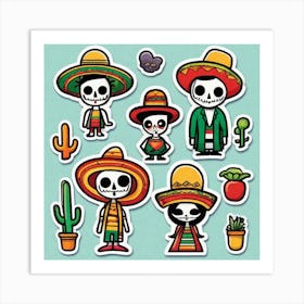 Mexico Sticker 2d Cute Fantasy Dreamy Vector Illustration 2d Flat Centered By Tim Burton Pr (8) Art Print