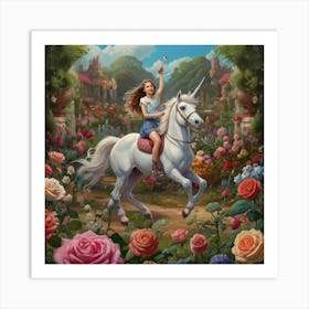 Unicorn In The Garden 1 Art Print