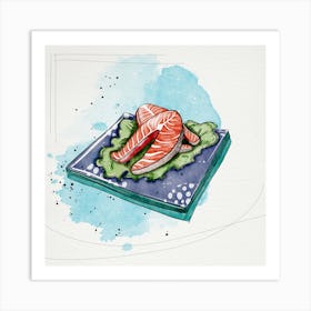 Salmon On A Plate Art Print