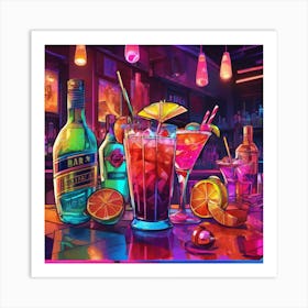 Bar With Drinks Art Print