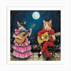 Siesta Cats Serenade Nightly Print Art Serenade Cat Lovers With Our Siesta Cats Serenade Nightly Print Art! Envision Cats In Bowties And Evening Gowns, Creating A Charming And Humorous Atmosphe Art Print