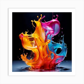 Fresh Colors Liquid 3d Design Spark Hot Palette Shapes Dynamism Vibrant Flowing Molten (24) Art Print