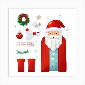 Cartoon Style Winter Clothing Collection Featuring A Red Fluffy Santa Claus Hat With A White Brim A (3) Art Print