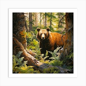 Woodlands Wildlife - Bear Habitat Art Print