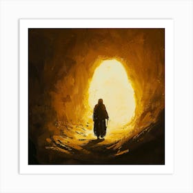 Depiction Of The Resurrection With Glowing Light Art Print