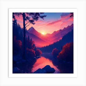 Sunset By The Lake 2 Art Print