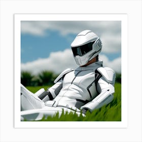 Robot Laying In The Grass 2 Art Print