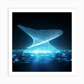 Abstract Vector Illustration Featuring A Dynamic Interplay Of Warped Glowing Dots Converging Into A (4) Art Print