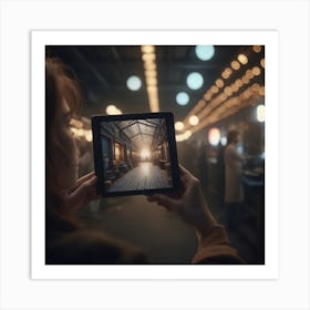 Woman Takes A Picture Of A Building Art Print