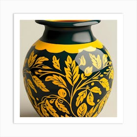 Gold And Black Vase Art Print