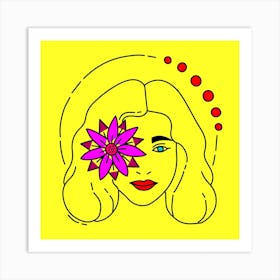 Woman With A Flower On Her Face Art Print