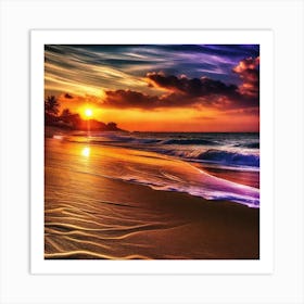 Sunset On The Beach 325 Art Print