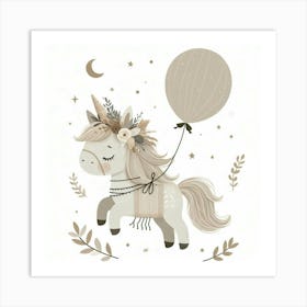 Unicorn With Balloon Art Print