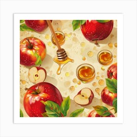 Rosh Hashanah Banner Texture With Apples And Hon 1718402752 2 Art Print