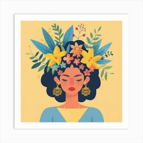 Mexican Woman With Flowers 2 Art Print