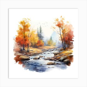 Watercolor Autumn Landscape 73 Art Print