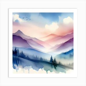 Watercolor Landscape Painting 30 Art Print