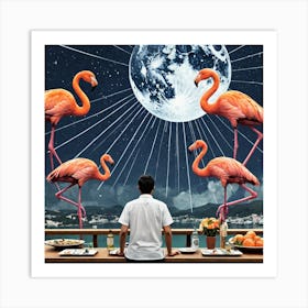 Flamingos In The Sky 1 Art Print