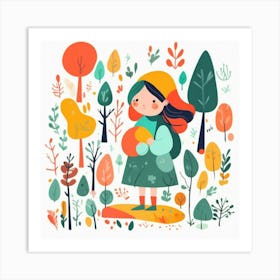 Girl in the forest, whimsical design 10 Art Print