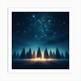 Night Sky With Trees Art Print