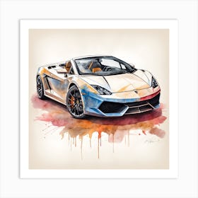 White Lamborghini Art Print