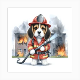 Beagle Firefighter~Reimagined 2 Art Print