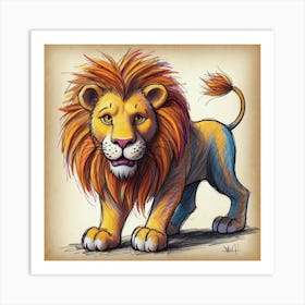 Lion Drawing 12 Art Print