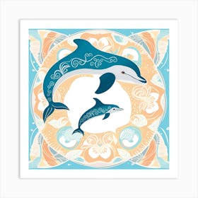 Dolphins In The Sea Vector Art Print