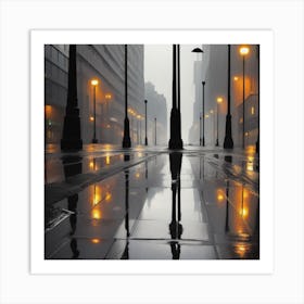 Rainy Cityscape Art Print