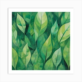 Abstract Green Leaves Art Print