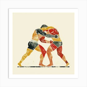 A Greco Roman Wrestling Minimal Illustration Print Art Print