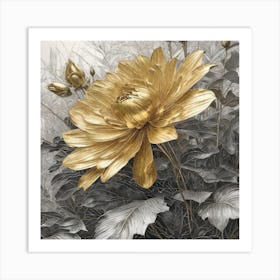 Gold Chrysanthemum Art Print